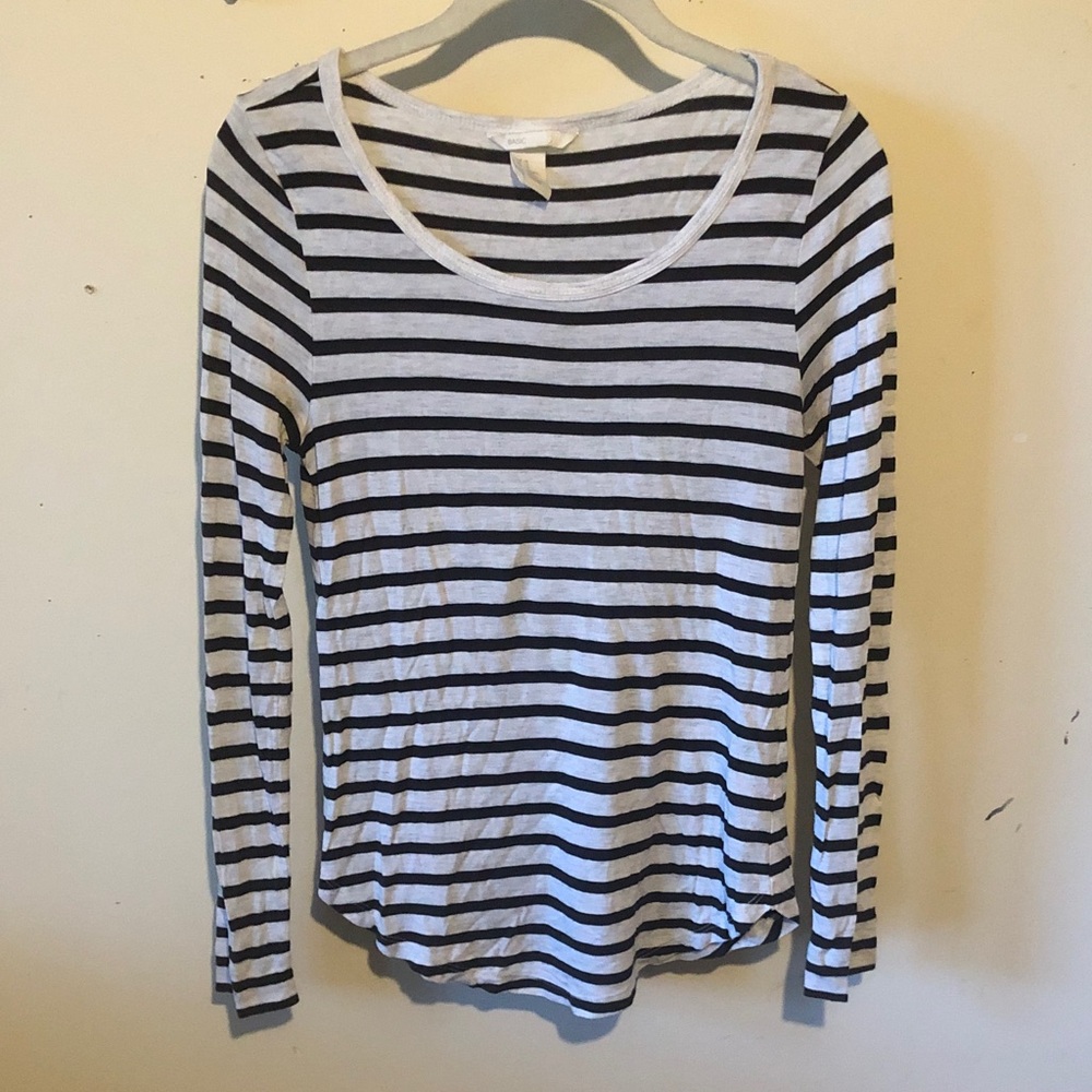 H&M Black and White Striped Long Sleeve Top